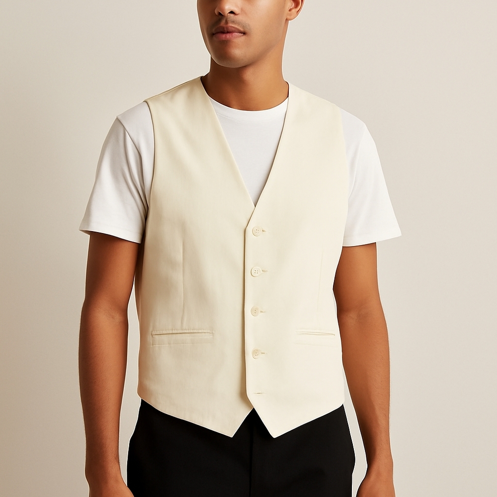 Cream Button-Up Vest - Picture 2 of 2